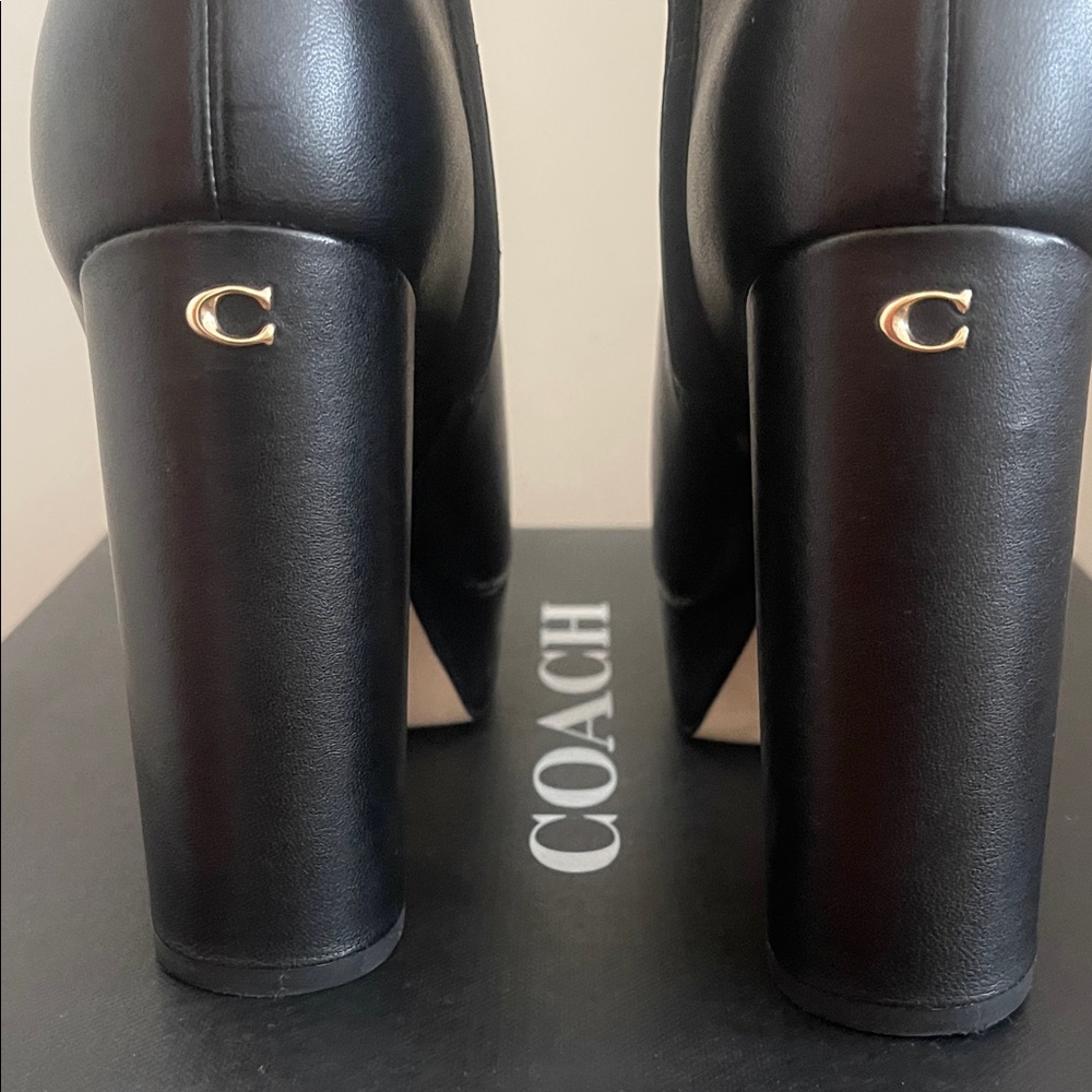Coach Black Platform Heeled Boots - Picture 4 of 7